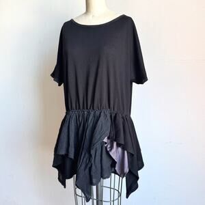 Vintage 2000s JERRY HALL Mini Dolman Tunic/Dress with Tiered Ruffled Skirt